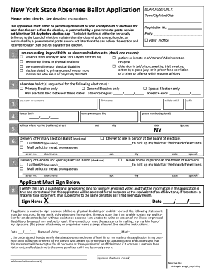 New York State Absentee Ballot Application