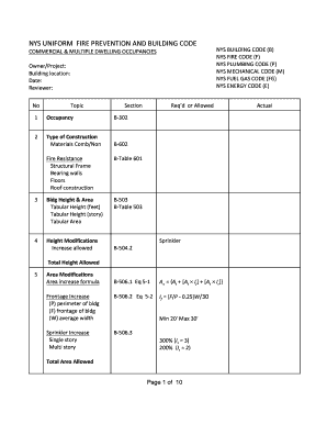 New York State Commercial Building Code Compliance Form