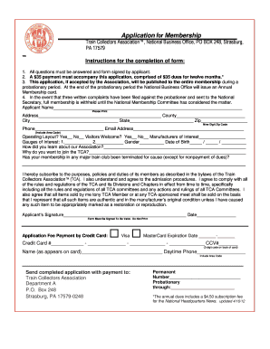 Train Collectors Association Membership Application