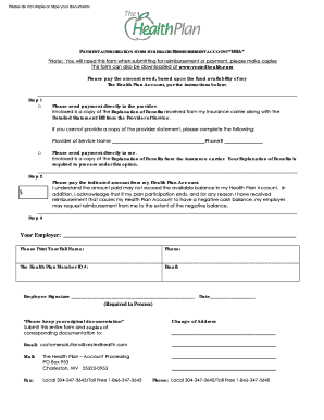 Payment Authorization Form for Health Reimbursement Account