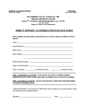 Direct Deposit Authorization Form