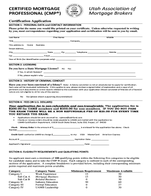 Certified Mortgage Professional Application