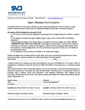 Agent Release Authorization Form