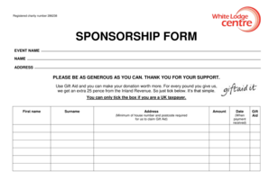 UK Charity Sponsorship Form