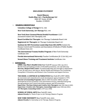 Psychotherapist Disclosure Statement
