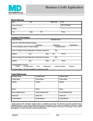 Business Credit Application Form