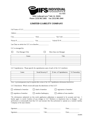 Limited Liability Company Formation Document