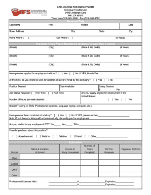 Employment Application Form