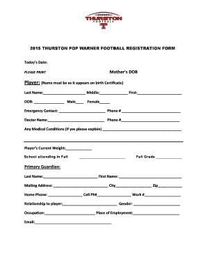 Youth Sports Registration Form