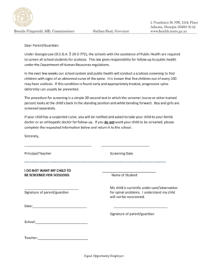 Georgia Scoliosis Screening Consent Form