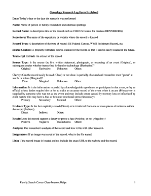 Genealogy Research Log Form