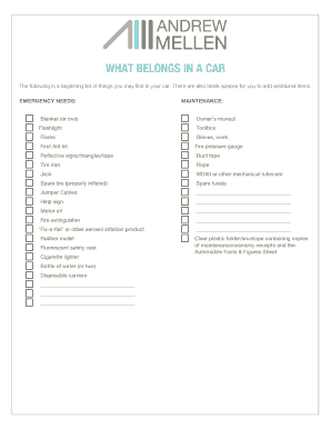 Car Emergency and Travel Checklist