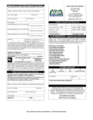2001/2002 Seasonal Trail Permit Application