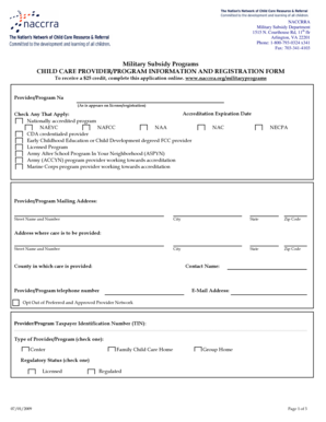 Child Care Provider Registration Form