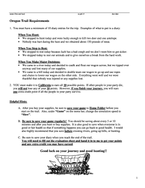 Oregon Trail Requirements Form