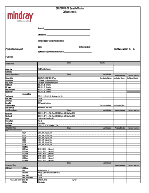 Spectrum Bedside Monitor Setup Form