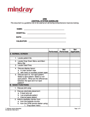 Central Station Guideline Training Form
