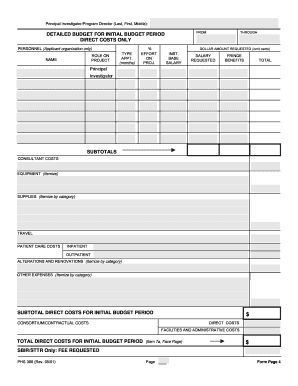 NIH Grant Budget Form