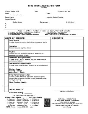 NFHS Music Adjudication Form