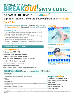 Mutual of Omaha Breakout Swim Clinic Registration Form