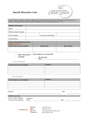 Payroll Allocation Form