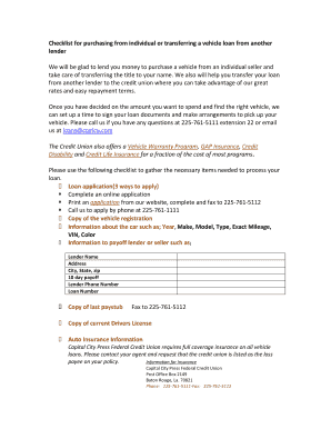 Vehicle Loan Application Checklist