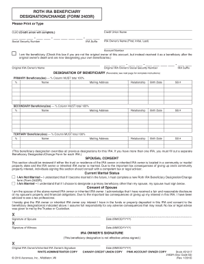 Roth IRA Beneficiary Designation Form 2403R