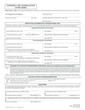 Coverdell ESA Change Notice Form 2509E