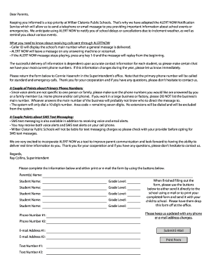 Wilber Clatonia Public Schools Alert Now Notification Form