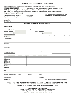 Request for Pre-Surgery Evaluation