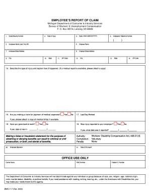 Michigan Employee's Report of Claim