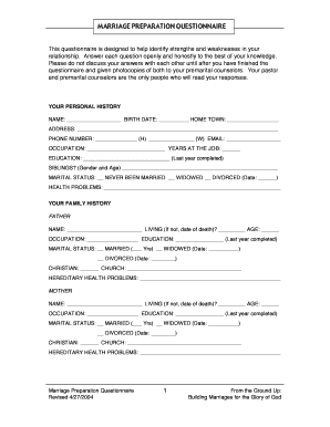 Marriage Preparation Questionnaire