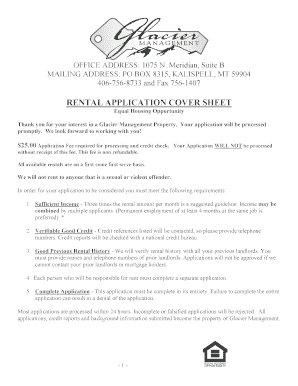 Rental Application Cover Sheet and Form
