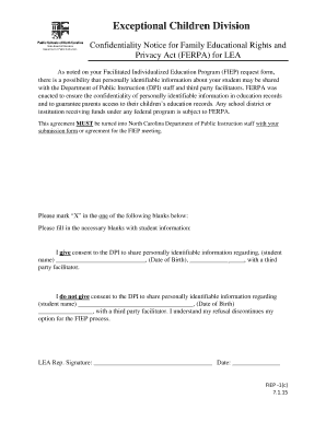 FERPA Confidentiality Notice for FIEP