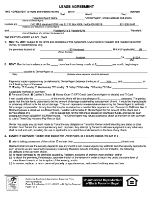California Residential Lease Agreement
