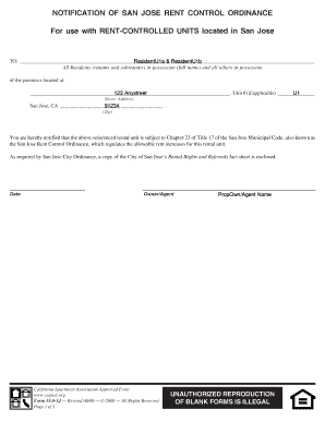 San Jose Rent Control Notification