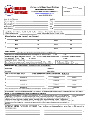 Commercial Credit Application