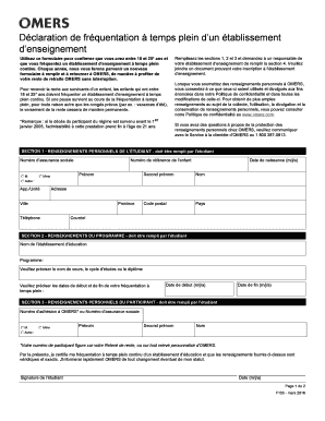 Déclaration de fréquentation à temps plein d’un établissement d’enseignement