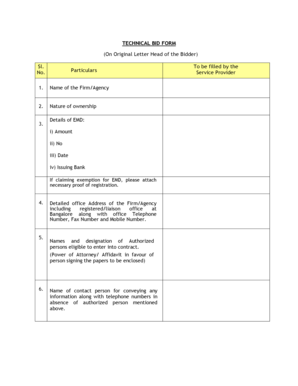 Declaration letter for immigration - TECHNICAL BID bFORMb On Original Letter Head of the Bidder - ISRO - isrohq eprocure isro gov