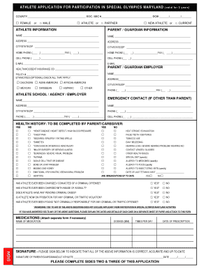 Special Olympics Maryland Participation Application