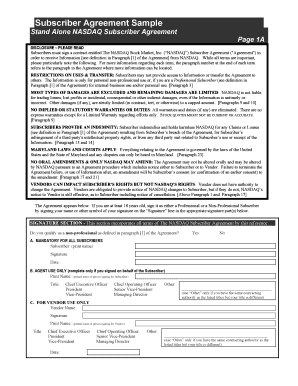 NASDAQ Subscriber Agreement