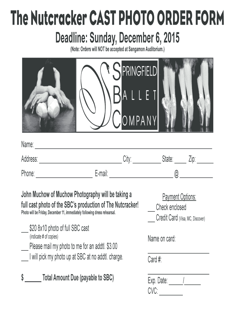 Fillable Online The Nutcracker CAST PHOTO ORDER FORM Fax Email Print