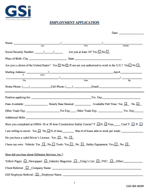 Employment Application Form