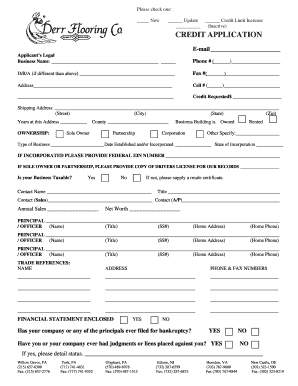 Derr Flooring Company Credit Application