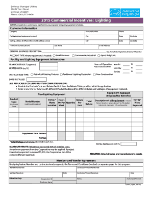 Commercial Lighting Incentives Form