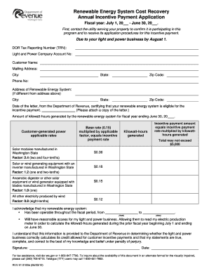 Renewable Energy System Cost Recovery Application
