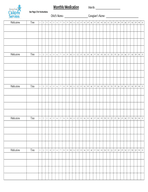 Monthly Medication Tracker Form