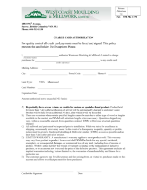 Charge Card Authorization Form