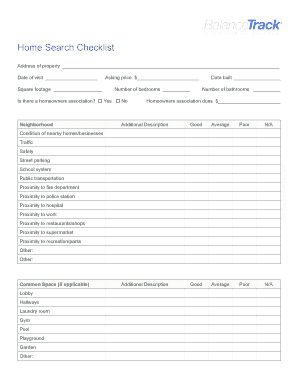Home Search Checklist