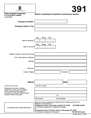 Notice of Auditor Removal Resolution
